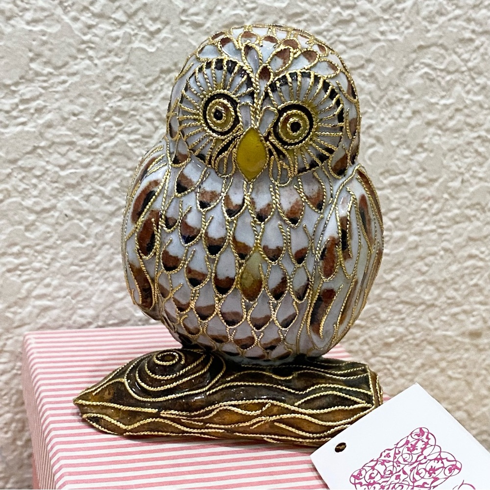 Vintage NYCO Nikki Yassaman Owl Faberge Enameled Art Figurine NOS